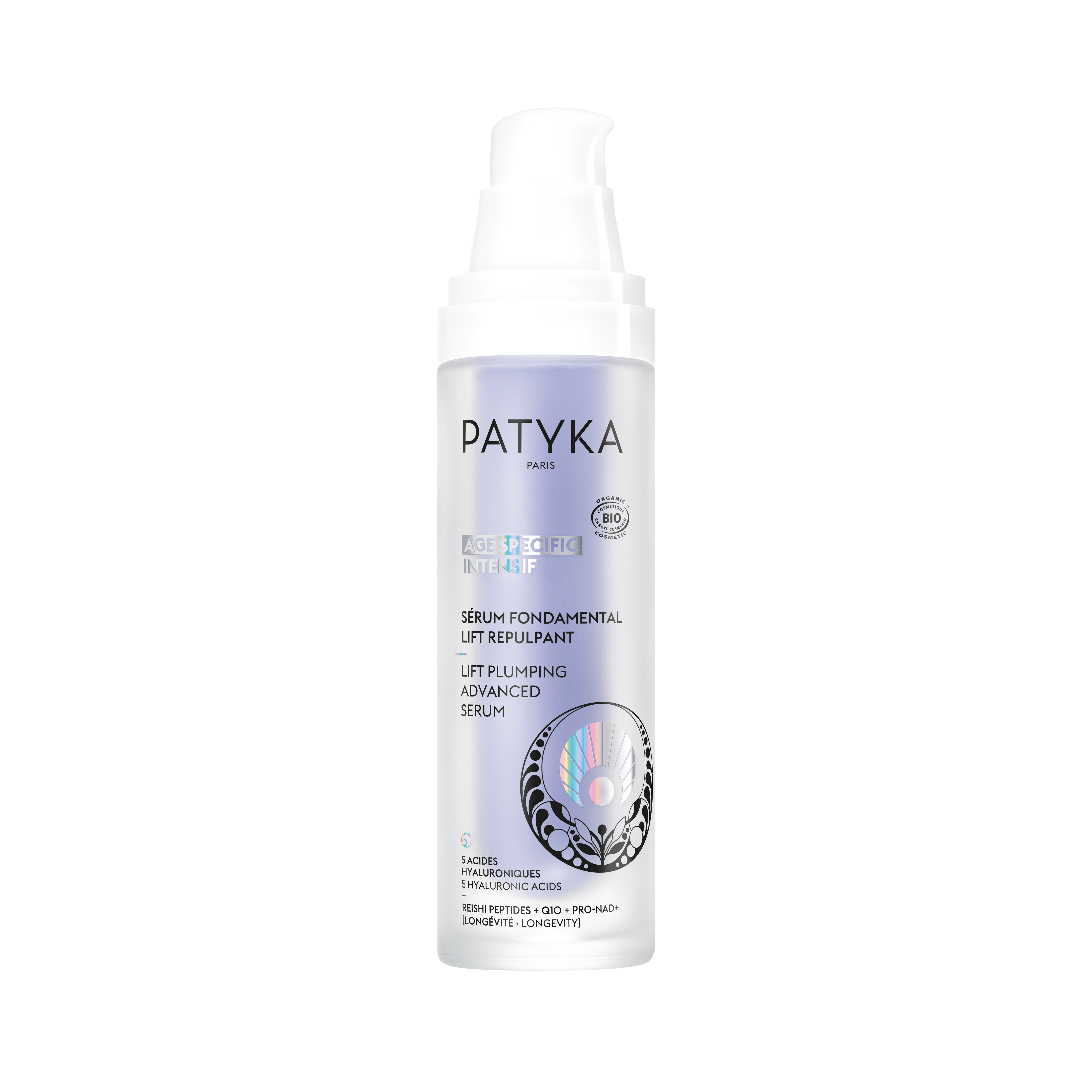 Lahvička PATYKA Lift Plumping Advanced Serum na bílém pozadí